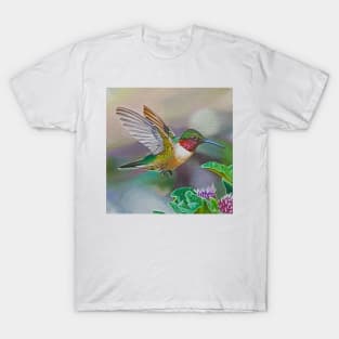 Ruby Throated Hummingbird Painting T-Shirt